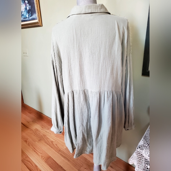 NEW sage muslin cotton button down top - Picture 4 of 5